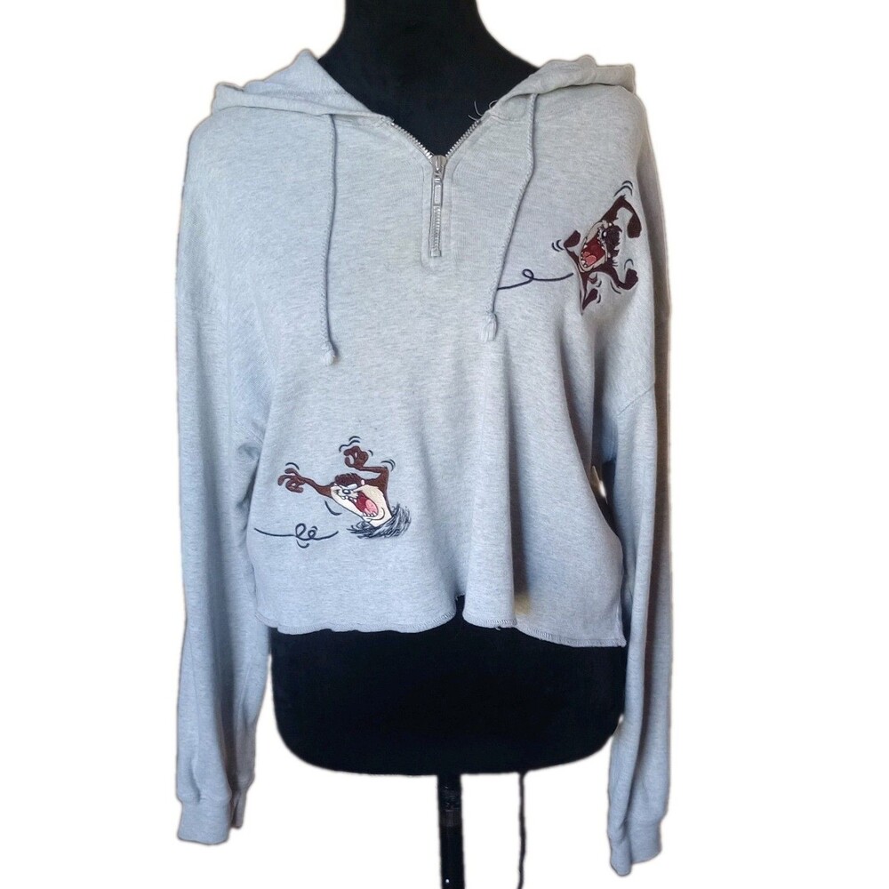 Warner Brothers Studio Women's M Tasmanian Devil Cropped Hoodie, Vtg.